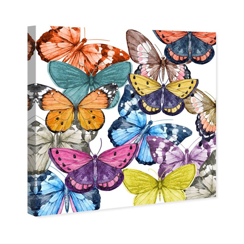 Wynwood Studio Canvas Animals Colorful Wings Blue and Modern & Contemporary Wall Art Canvas Print