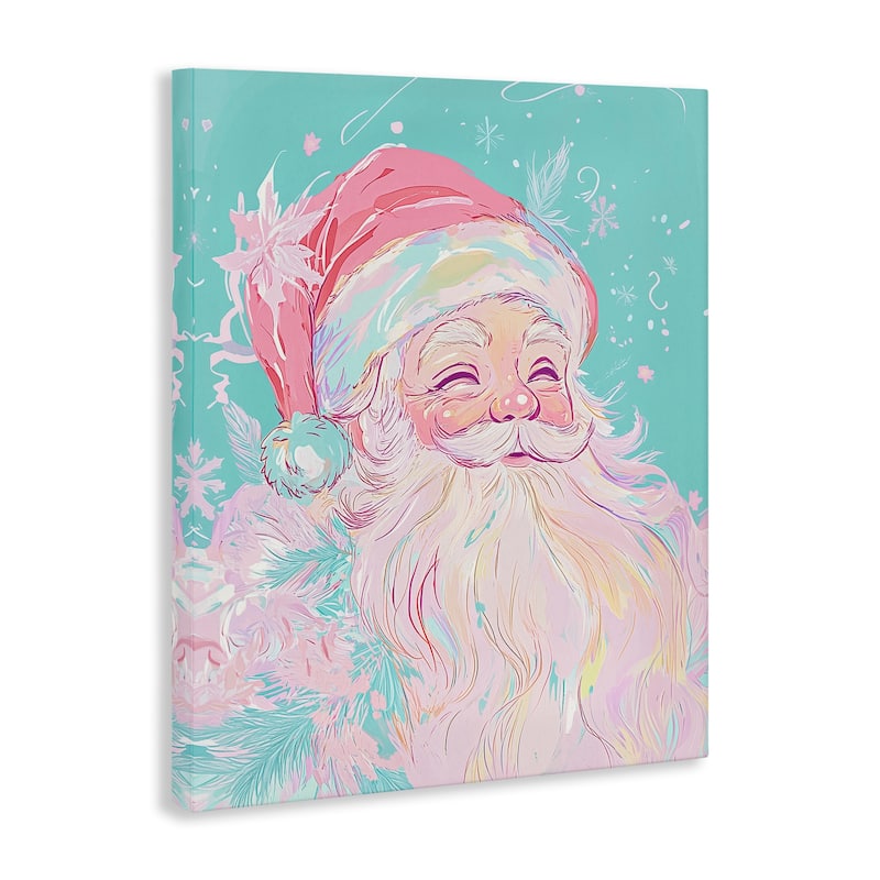 Stupell Pastel Jolly Santa Claus Canvas Wall Art Design By Arlington Prints