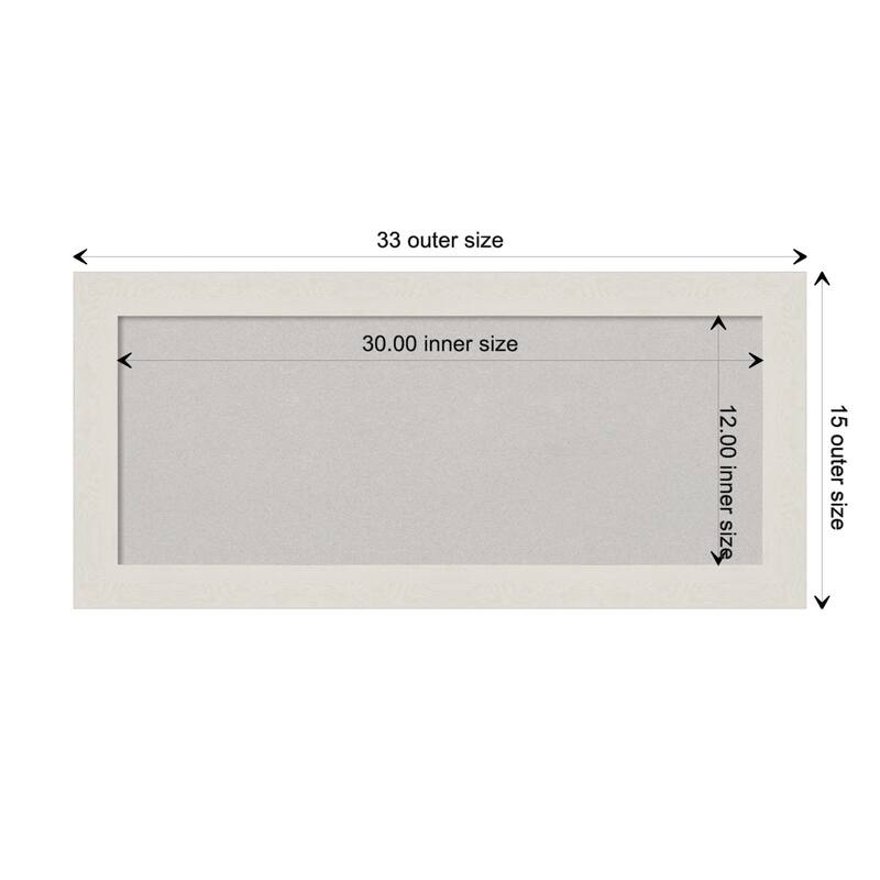 Rustic Plank Narrow Framed Grey Corkboard Bulletin Board - Rustic Plank White Narrow - Board Size 30x12
