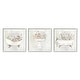 preview thumbnail 10 of 26, Stupell Soft Floral Bathroom Scenes 3 Piece Framed Giclee Art Set Design by Stella Chang - Off-White 12 x 12 - White
