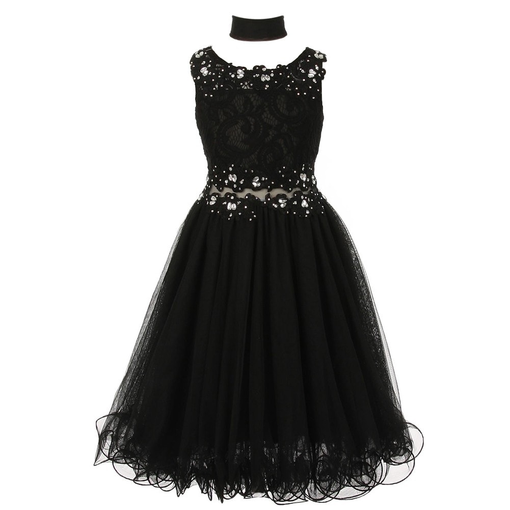 girls black flower girl dress
