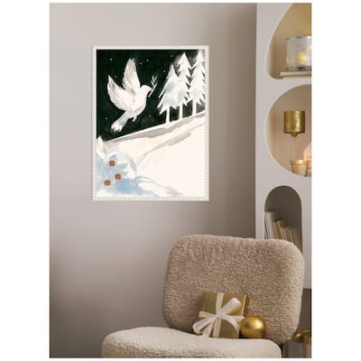 Kate and Laurel Sylvie Beaded Peace Dove Framed Canvas by Teju Reval