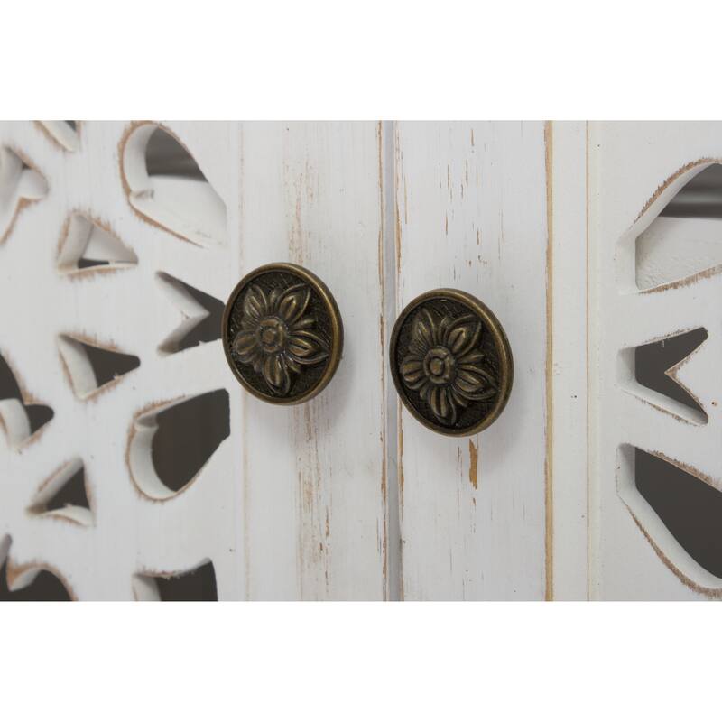 Sideboard Buffet Cabinet with 3 Carving Doors, Storage Cabinet with Shelves, Accent Cabinet with Solid Wood Legs