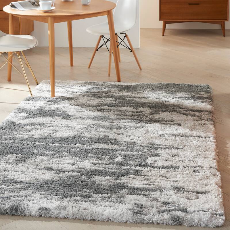 Nourison Dreamy Shag Contemporary Urban Abstract Area Rug - 5' 3" x 7' 3" - Charcoal/Ivory - Rectangle