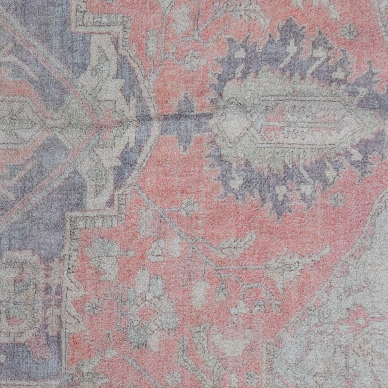 Cotton Chenille Distressed Print Rug with Fringe