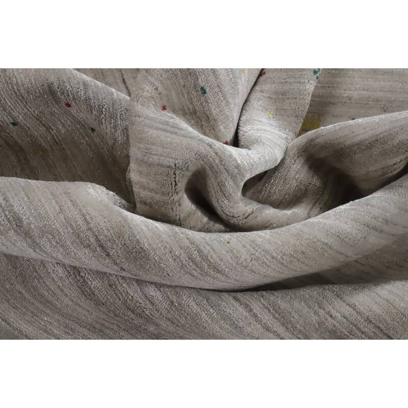 Hand Knotted Oriental 100% Wool Carpet Tribal Animal Pictorial Beige & Ivories Gabbeh Area Rug - 9' 11'' X 7' 9''