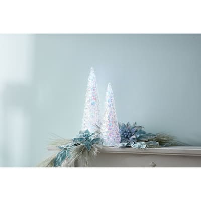 LED Lighted Iridescent Christmas Tree Decoration - 13.5" - Multicolor Lights