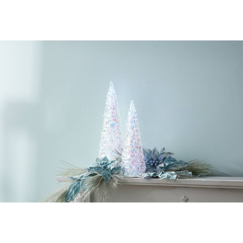 LED Lighted Iridescent Christmas Tree Decoration - 17.5" - Multicolor Lights