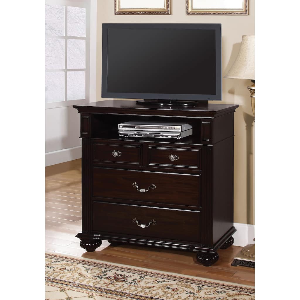 Vame Traditional Walnut 4-Drawer Solid Wood Media Chest by Furniture of America