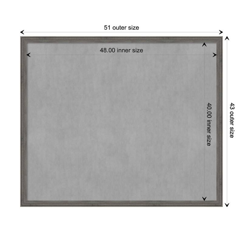 Amanti Art Regis Barnwood Grey Narrow Framed Magnetic Board - Board Size 48x40