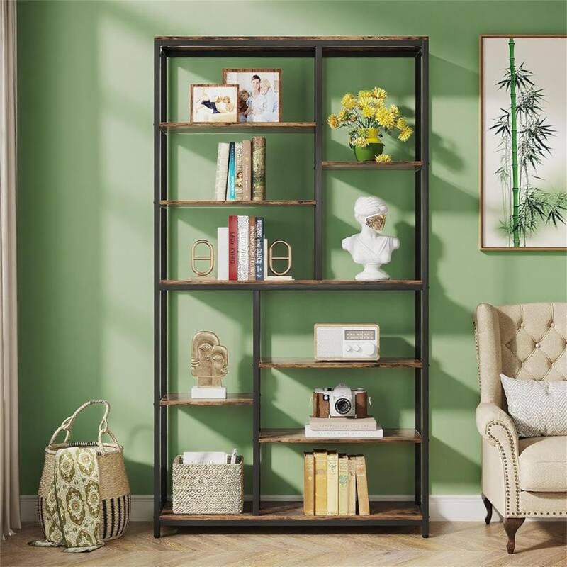 Industrial Wood & Metal Bookcase - Black