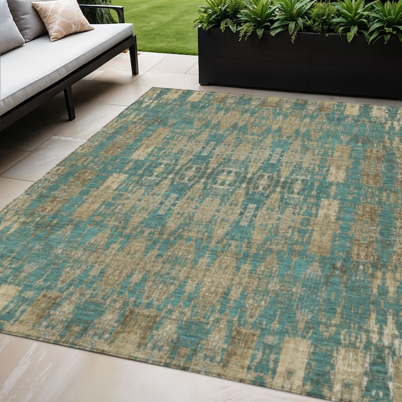 HomeRoots Moroccan Transitional Rectangle Outdoor Rug - 5' X 8'