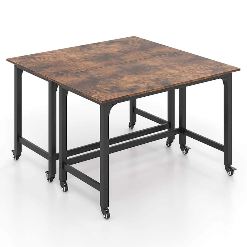 1/2/4PCS Conference Table Rolling Seminar Table Meeting Study Desk - 2PCS - Black + Rustic Brown