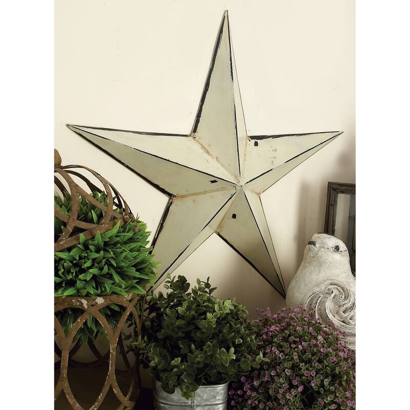 Cream Metal Star Home Wall Decor (Set of 3) - 24 x 4 x 24