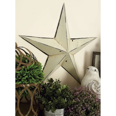 Cream Metal Star Home Wall Decor (Set of 3) - 24 x 4 x 24