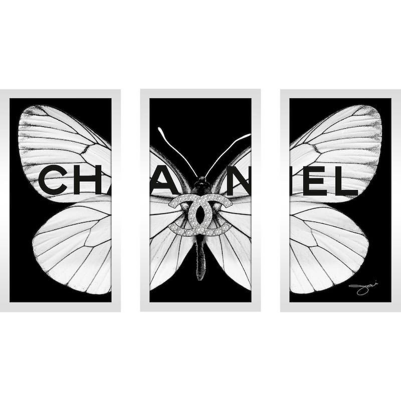 "Chanel White Butterfly" 3 Piece Print on Acrylic