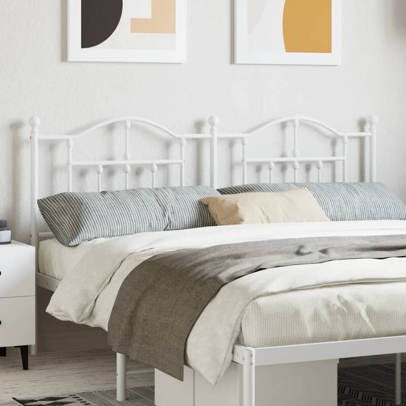 vidaXL 38.2 Inch Metal Headboard, Farmhouse Rustic Headboard Only - White73.6" x 1.2" x 38.2"