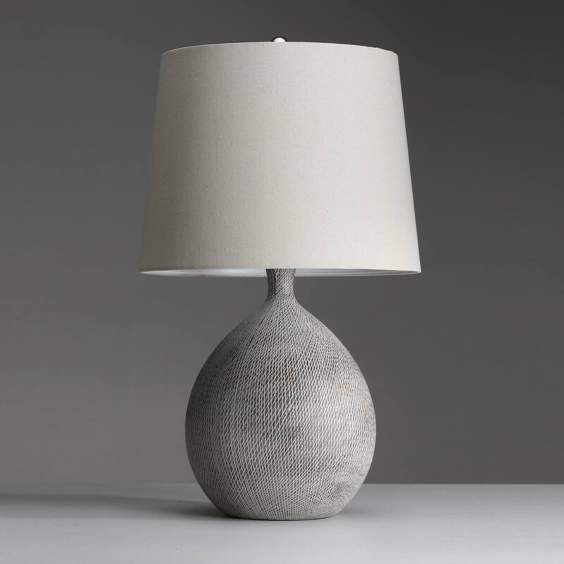 3-Way Ceramic Table Lamp with Hardback Shade - 22 in. H - Gray