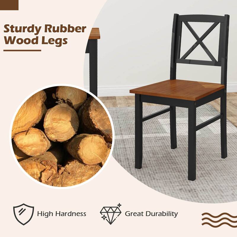 Costway 5 Piece Dining Table Set for 4 People with Rubber Wood Legs,