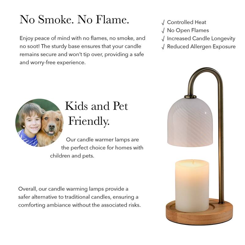 Alcott Candlewarmer Lamp with Timer - Dimmable Wax Melt Heater, 3 Lighting Modes & Auto Shutoff - Swirled Glass