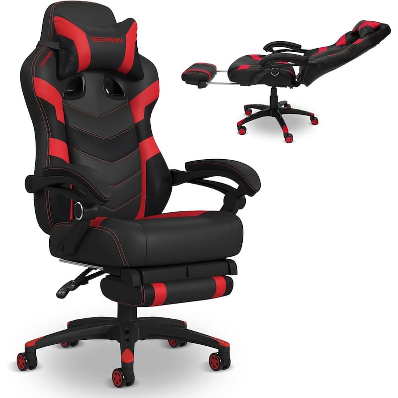RESPAWN 110 Pro Gaming Chair - Gaming Chair with Footrest, Ergonomic Computer Desk Chair - Red