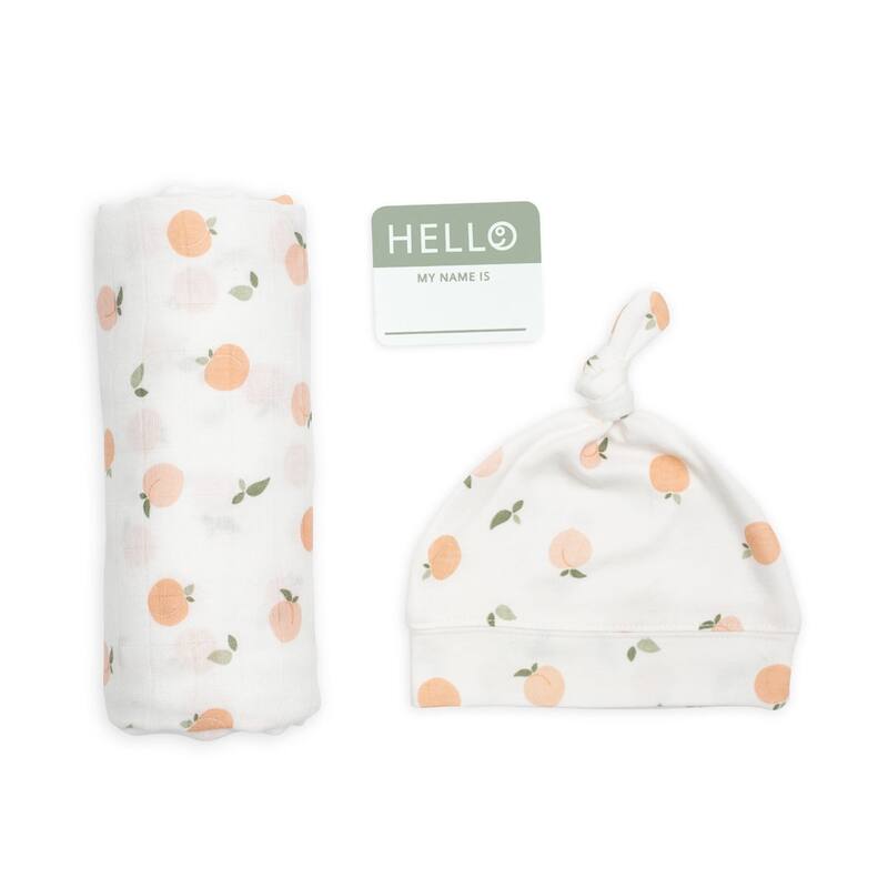 lulujo Hello World Hat & Swaddle Set