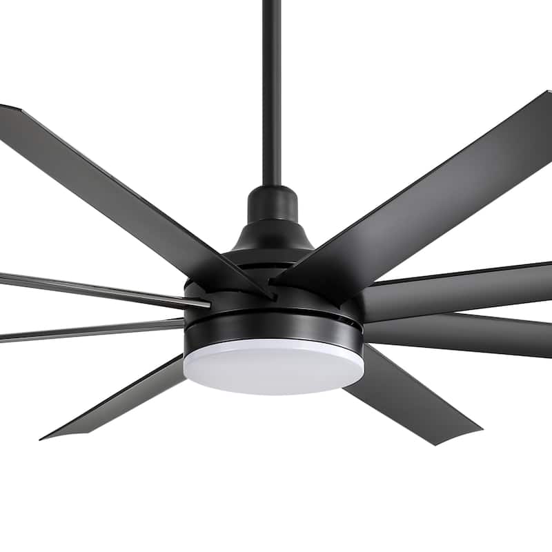 65 Inch Black Morden LED Ceiling Fan with Light Remote(8-Blade)