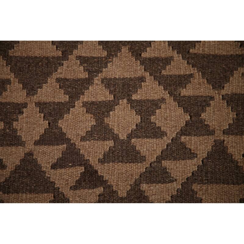 Brown Kilim Area Rug Flat-weave Wool Foyer Carpet - 2'11" x 5'0"