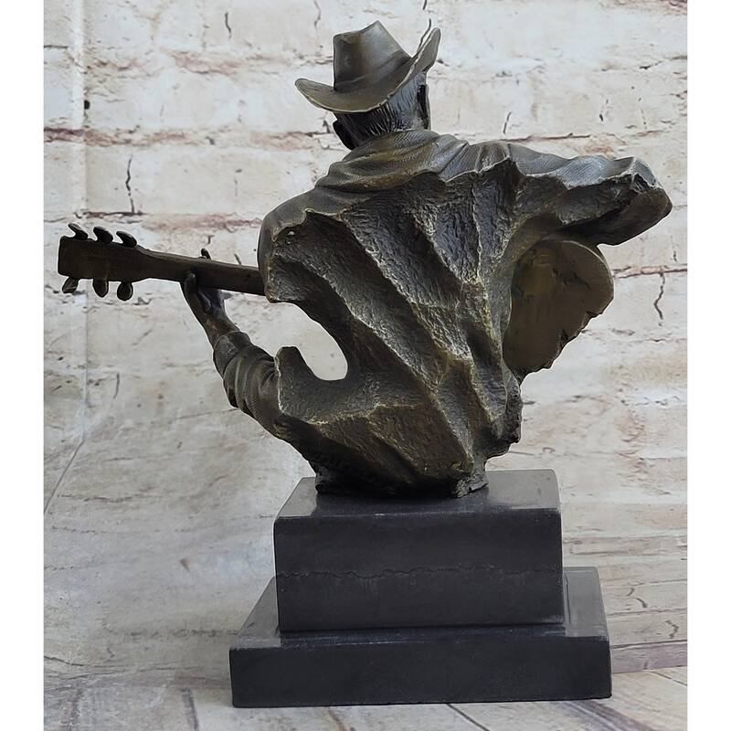 Country Western Music Musician Guitar Player Jazz Bronze Figurine Statue