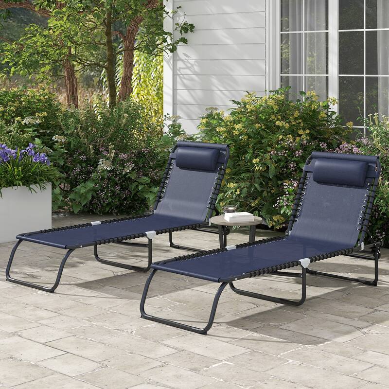 Sunbed Folding Recliner Set of 2 with Headrests