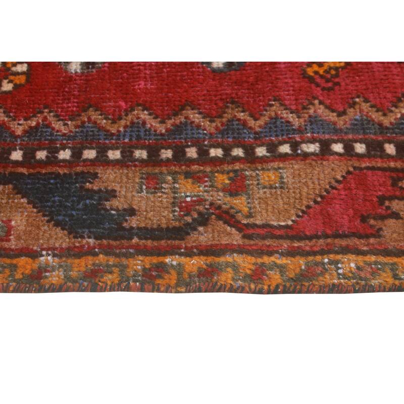Fine Vintage Distressed Dagobert Red/Charcoal Rug - 4'0" x 6'8"