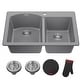 preview thumbnail 19 of 42, KRAUS Forteza Granite 33 inch 60/40 Undermount Drop-in Kitchen Sink