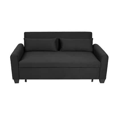 Oversized 61'' Convertible Sleeper Sofa Bed, 2-Seater Loveseat Sofa w/Pockets, Adjustable Backrest and Pillows.
