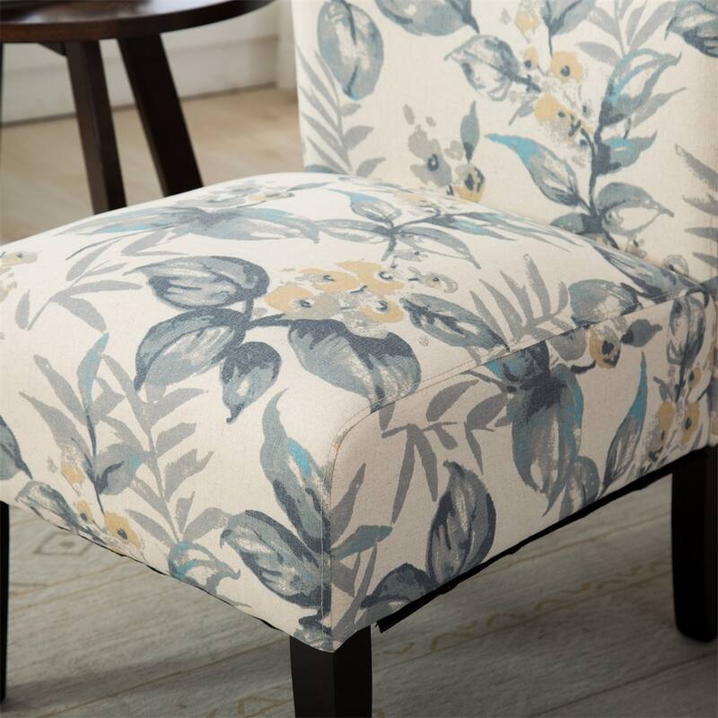 Armless Fabric Accent Chair with Sturdy Wood Frame