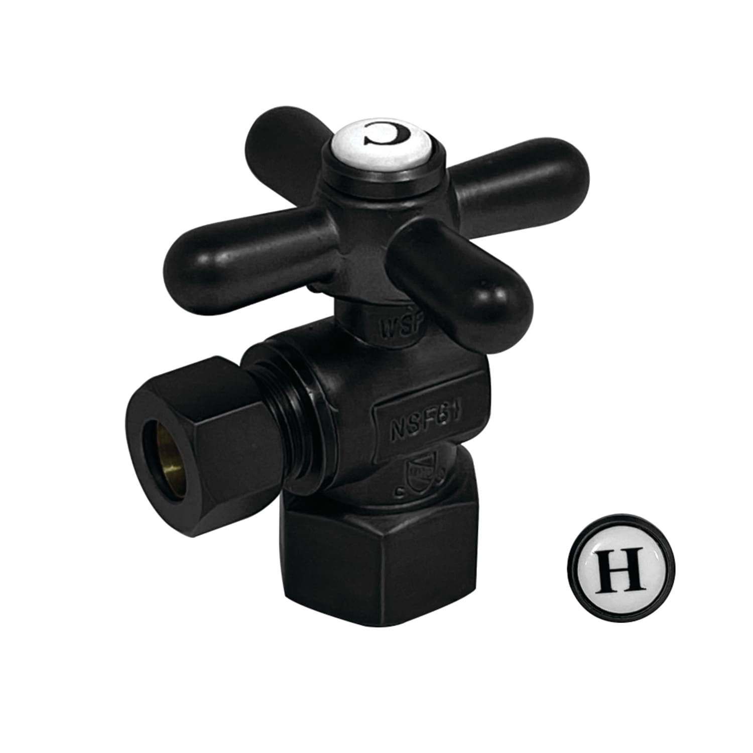 Kingston Brass Vintage Quarter Turn Valve (1/2-Inch FIP X 3/8-Inch O.D. Compression)