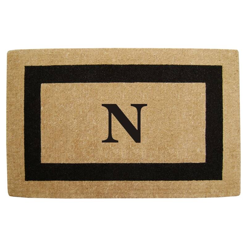 Heavy-duty Coir Fiber Single Black Framed Letter Monogrammed Doormat - 30 inches x 48 inches - N