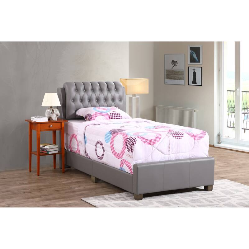 Glory Furniture Marilla Upholstered Bed - Grey - Twin