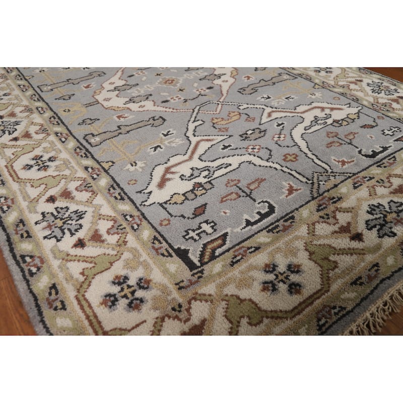 Gray Oushak Oriental Accent Rug Handmade Wool Carpet - 4'2"x 5'11" - 4'2"x 5'11" - Grey