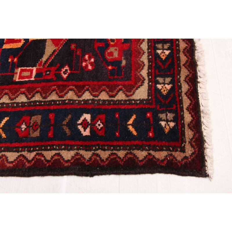 ECARPETGALLERY Hand-knotted Andelz Black, Red Wool Rug - 3'5 x 9'9