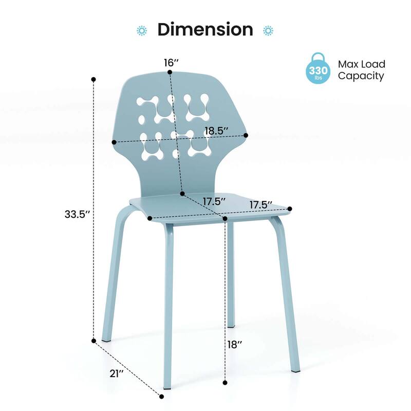 Costway Metal Dining Chair Set of 4 Armless Kitchen Hollowed Backrest - See Details