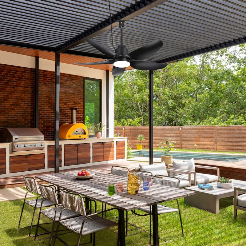 42"/52" Waterproof 5-Blade Outdoor Ceiling Fan with LED Light and Remote