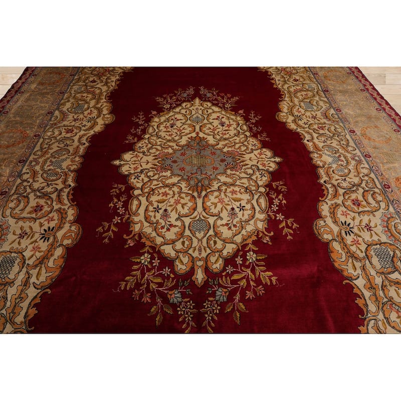 Hand Knotted 300 KPSI Tabriz Burgundy 100% Wool Traditional Area Rug - 11' 2'' x 15' 10''