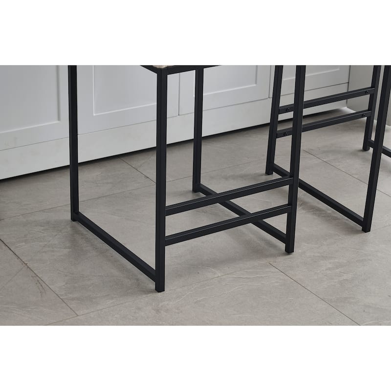 Counter Height Bar Stools Set of 2, Linen Upholstered Accent Chair, Kitchen Island Stools with Back & Footrest