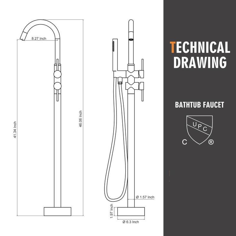 Freestanding Tub Filler Faucet with Handshower
