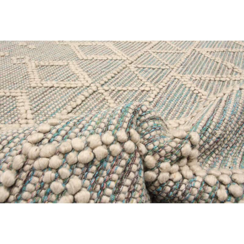 ECARPETGALLERY Braid weave Sienna Turquoise Wool Rug - 4'11 x 7'10