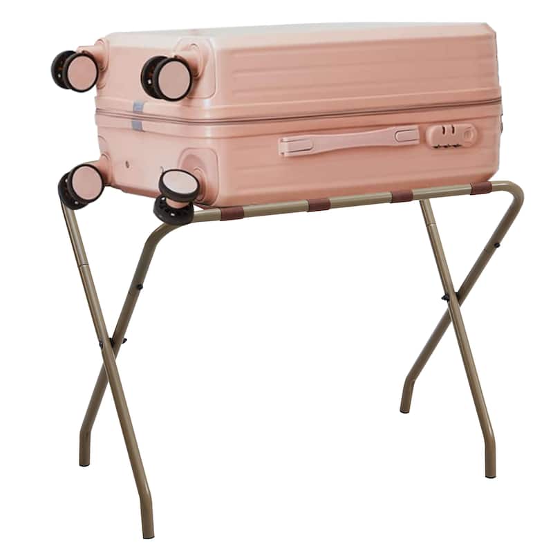 Foldable Metal Luggage Rack Stands for Guest Room & Hotel, Gold Finish