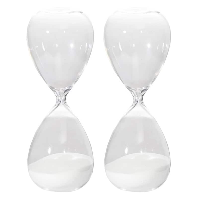 Set of 2, 8" Ferdinand 30-Minute Hourglass, White Sand