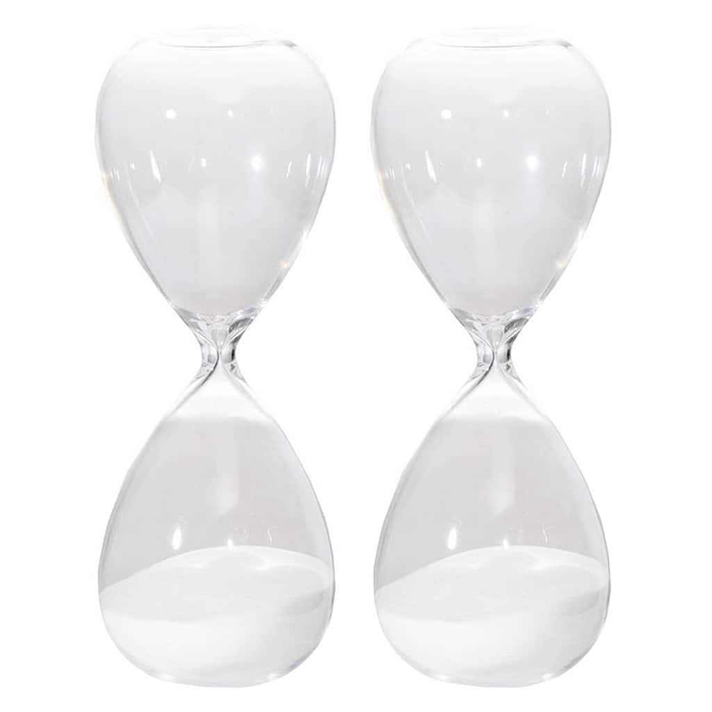 Set of 2, 8" Ferdinand 30-Minute Hourglass, White Sand