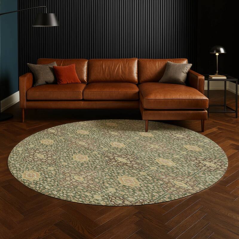 Machine Washable Indoor/ Outdoor Traditional Columbus Chantille Rug