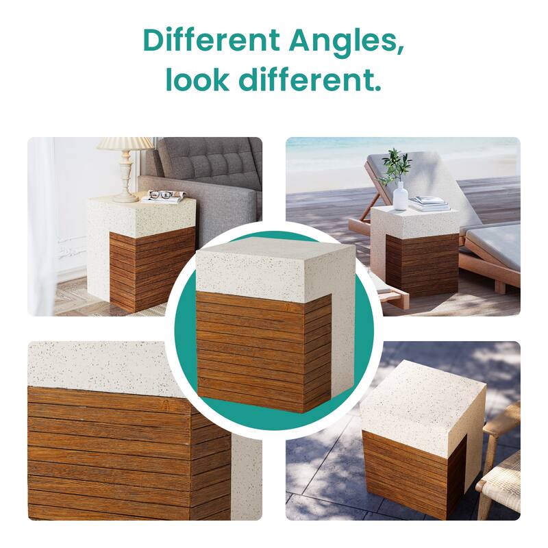 OSIEST 19.7'' Outdoor Concrete Patio Coffee Table